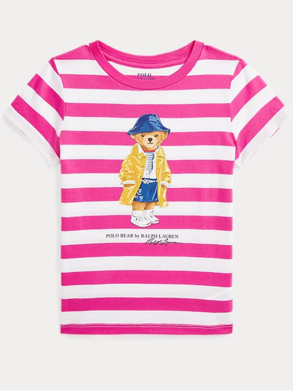 Polo by Ralph Lauren Pink & White Striped Crew Tee